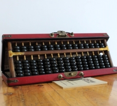 中国风格算盘十五档大算盘配仿古皮盒送英文说明书/外事商务礼品